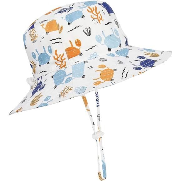 Other - Sun Hat UPF 50+ Sun Protective Toddler Bucket Hat 07 White Crab